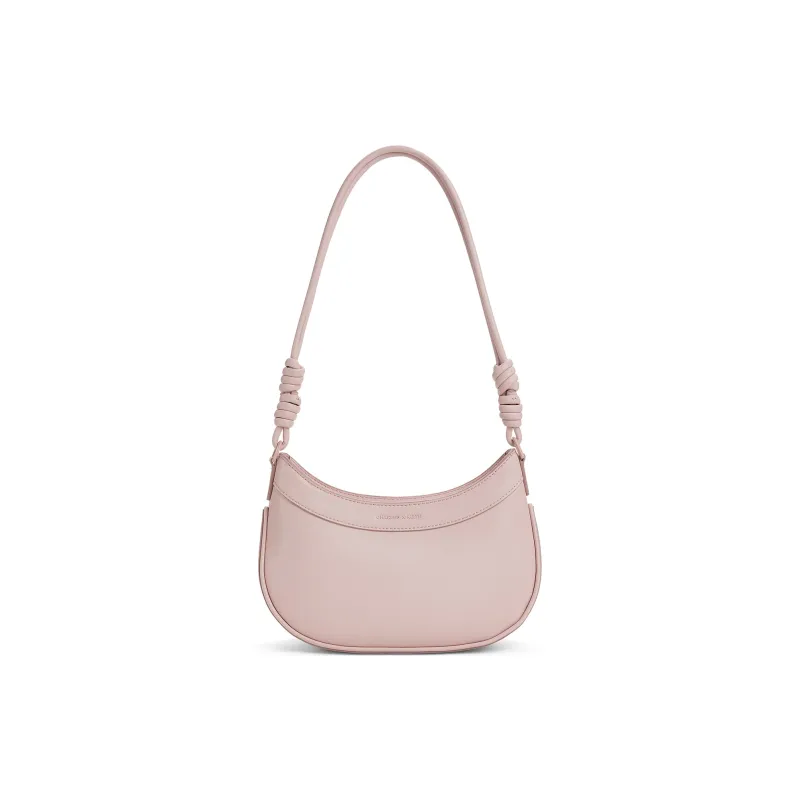 CHARLES&KEITH PU One Shoulder Bag, Crossbody Bag, Saddle Bag Trumpets Women's Cream Milk White/Light Pink Light Pink-4