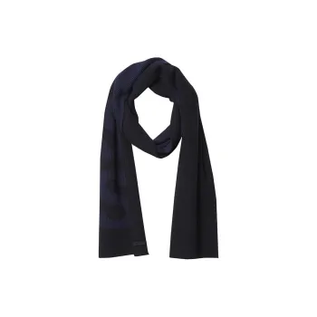 HUGO BOSS Cotton Polyamide Wool Knit Scarves Women's Marine Blue
