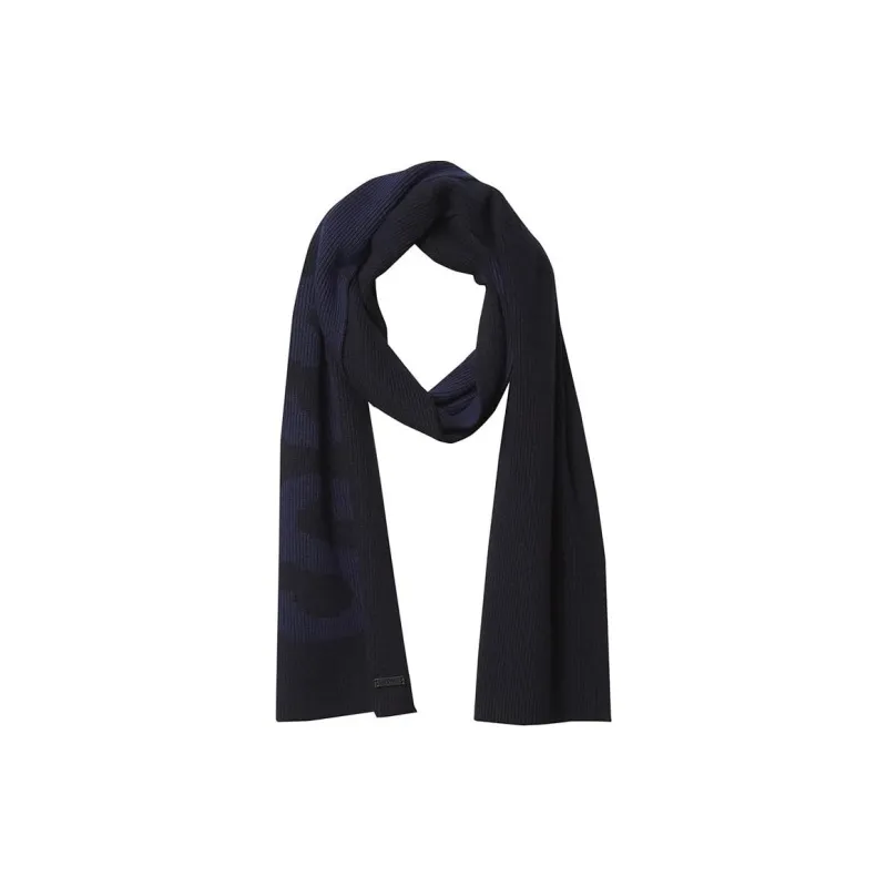 HUGO BOSS Cotton Polyamide Wool Knit Scarves Women's Marine Blue-0