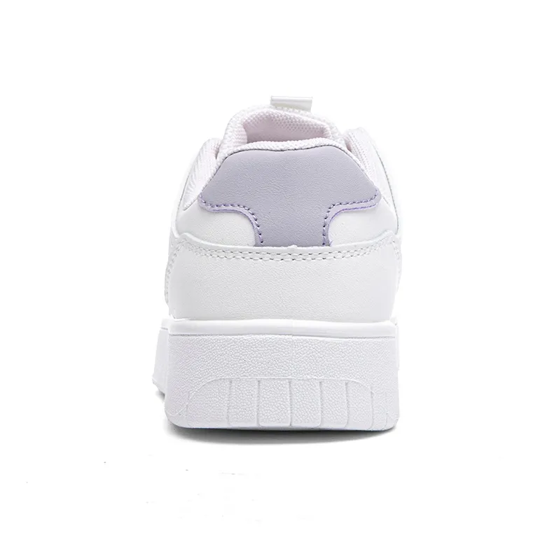 Warrior Slip Resistant And Abrasion Resistant Coverage Low Top Skateboard Shoes Dopamine Dressing Women's White Purple-3