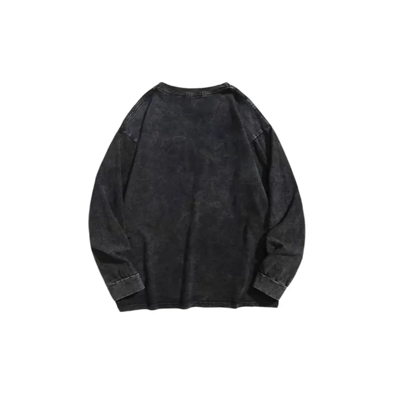 LESS BEARS Drop Shoulder Sleeve T Shirt Unisex Black-1