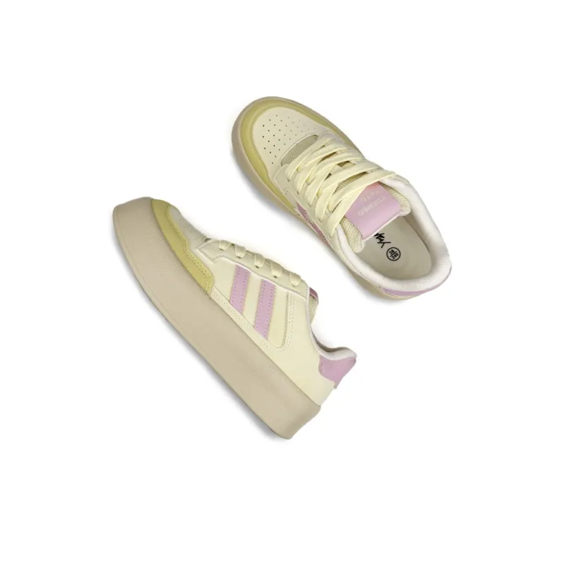 Mengsai Slip-Resistant Cushioning Abrasion-Resistant Low-Top Skateboard Shoes Women's Yellow Pink-9