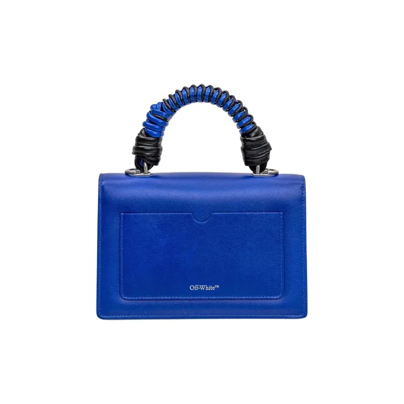 OFF WHITE Jitney 1.4 Leather Top Handle Blue-3