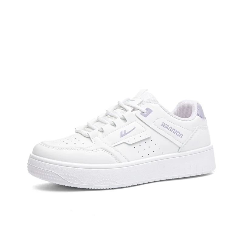 Warrior Slip Resistant And Abrasion Resistant Coverage Low Top Skateboard Shoes Dopamine Dressing Women's White Purple-1