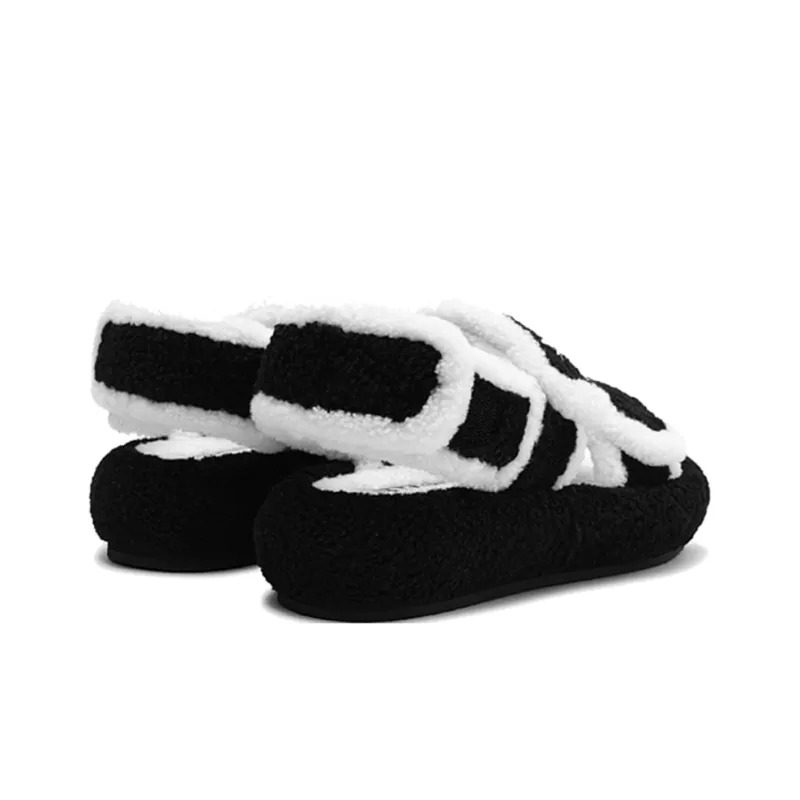 SMFK X Wonderland Abrasion Resistant Slide Slippers Women's Black White-1