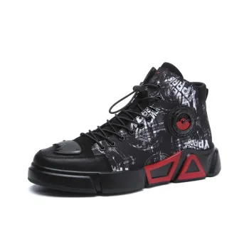 Devanro Short Martin Boot Men's Black White Unlined