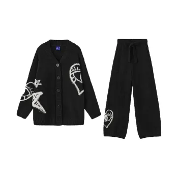 WILD ROOMS Winter Pajama Set Unisex Black White