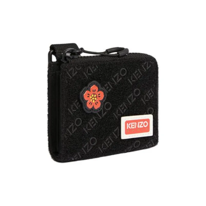 KENZO Fabric Card Holder Coin Purse Unisex Black-1