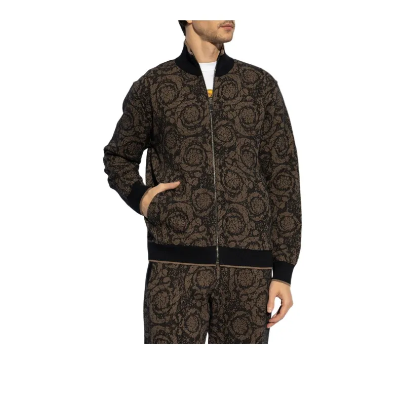 VERSACE Zipped Reversible Knitted Cardigan-1