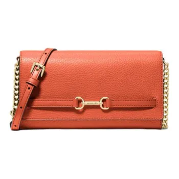 MICHAEL KORS Cow Leather, Split Cow Leather Envelope Bag, Shoulder Bag, Crossbody Bag Large Size Women's Coral Red