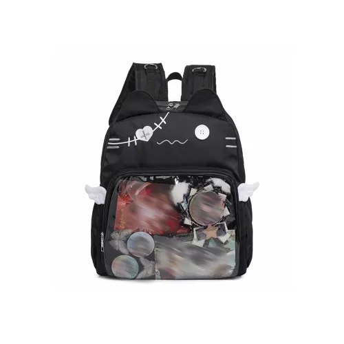 UNITE STAR Nylon Fabric Capacity Transparent Pain Layer Beancard Badge Versatile Backpack Women's Blue/Pink/Black