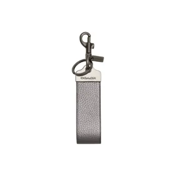 COACH Cow Leather Keychain Bag Accessory Unisex Metallic Finish Ash