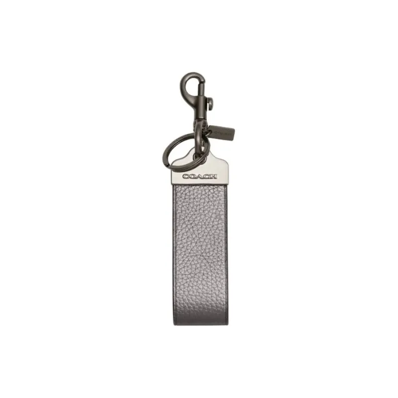 COACH Cow Leather Keychain Bag Accessory Unisex Metallic Finish Ash-0