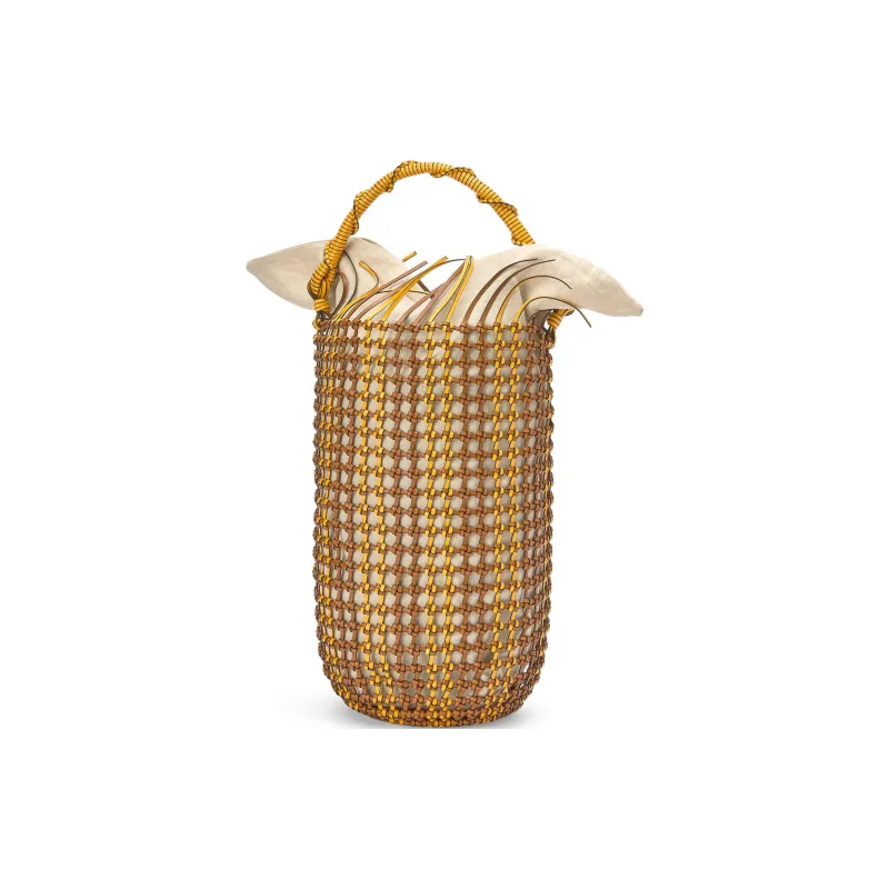 LOEWE Bucket Series Leather Handbag Women's Tan/Yellow-2