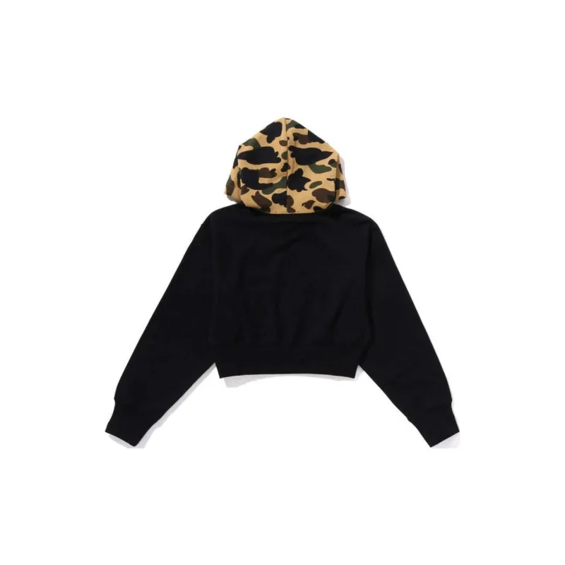 Bape Women's 1st Camo Cropped Pullover Hoodie Gray-1