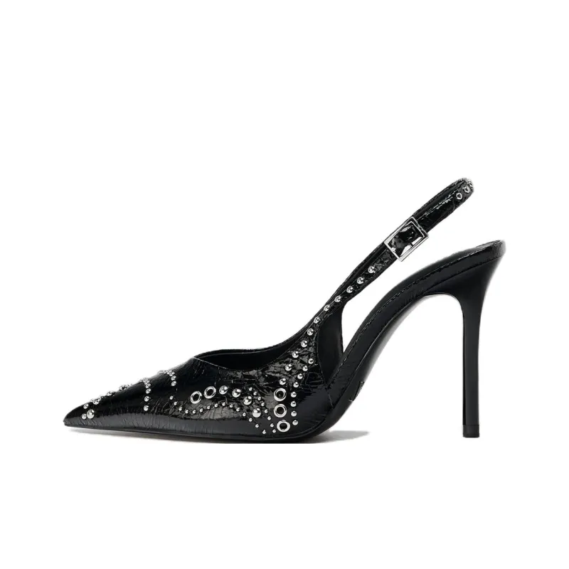 ZARA Slim Heel High Heels 10cm Women's Black-0