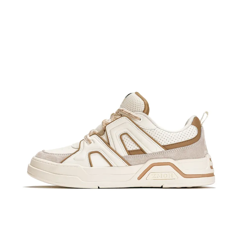ZMOH Low-Top Skateboard Shoes Unisex Beige/Light Brown-8