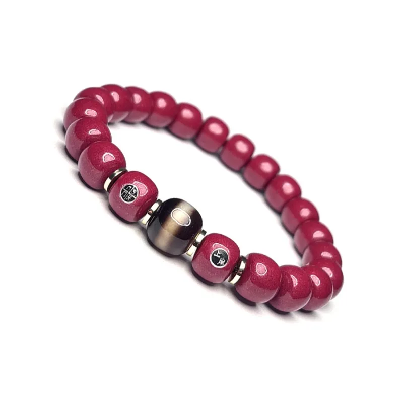 MOUNTAINS AND MANS Cinnabar New Chinese Style Prosperity And Good Luck Beaded Bracelet Unisex-5