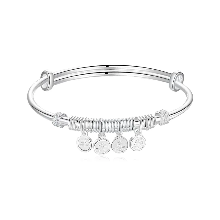 Zheng Tai Fook S999 Fine Silver Bangles Unisex-0