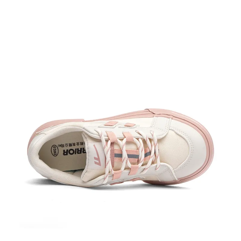 Warrior Durable Lightweight Coverage Low Top Skateboard Shoes Women's Beige Pink-3