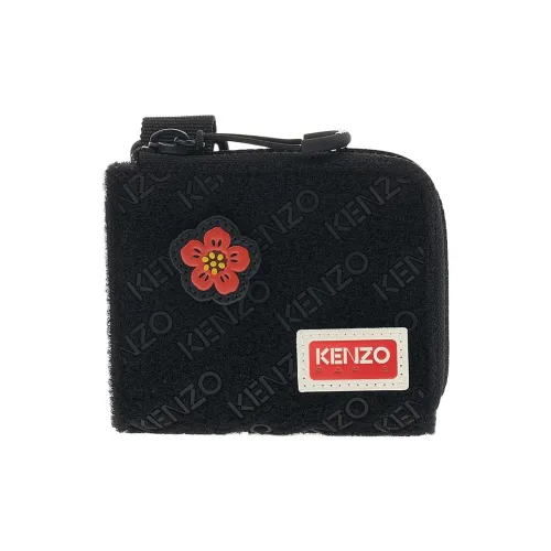 KENZO Fabric Card Holder Coin Purse Unisex Black