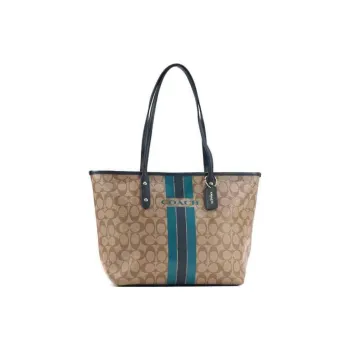 COACH City Zip Tote Canvas Tote Bag Shopping Bag Shoulder Bags Large Size Women's Brown Monogram