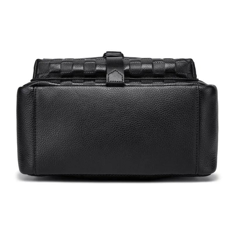 FAIRWHALE Cow Leather Backpacks Backpack Laptop Bags Regular Men's Black-7