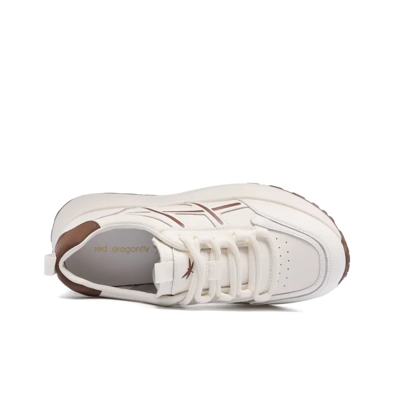 RED DRAGONFLY Platform Sports Casual Shoes Height Increasing Lightweight Low Top Chunky Sneakers Travel White Shoes-4