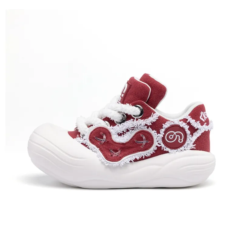 CN Skate Anti Slip And Wear Resistant Coverage Low Top Canvas Shoes Women's White Red-0