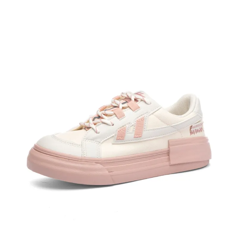 Warrior Durable Lightweight Coverage Low Top Skateboard Shoes Women's Beige Pink-1