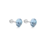 Huazi Stud Earrings 8mm-Light Blue[1 Pair]