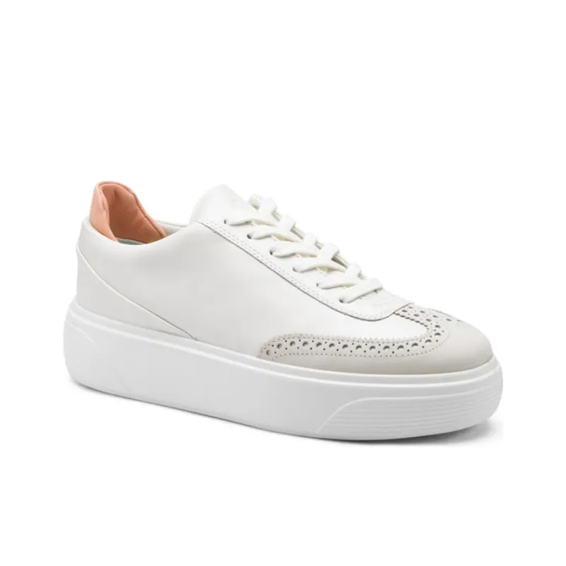 Ecco Street Stage Slip Resistant Low Top Skateboard Shoes Women's White Gray Orange-1
