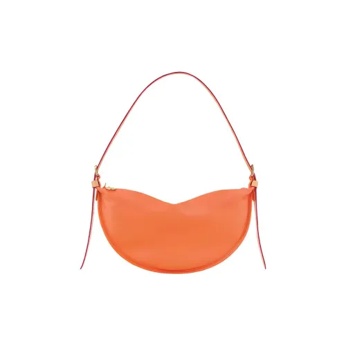 LONGCHAMP Sheepskin Shoulder Bag Medium Size Women's Orange