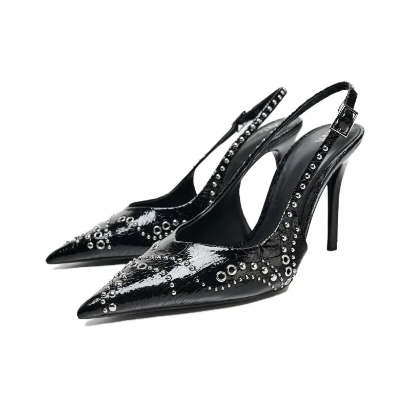 ZARA Slim Heel High Heels 10cm Women's Black-2