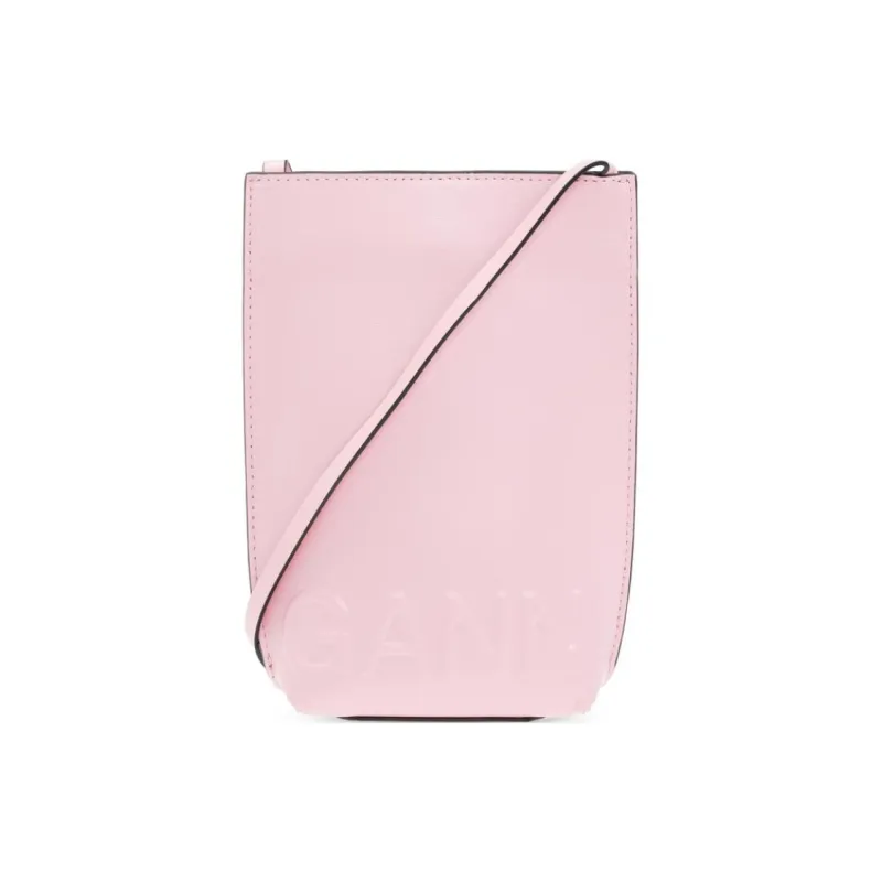 GANNI Recycled Leather Bonded Polyester Shoulder Bag Women's Pink-1