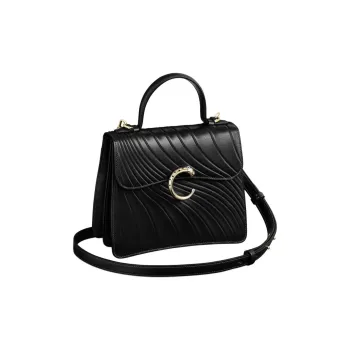 CARTIER PANTHÈRE Calfskin One Shoulder Handbags Small Size Women's Black