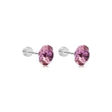 Huazi Stud Earrings 8mm-Classical Style Pink[1 Pair]