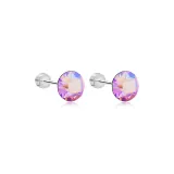 Huazi Stud Earrings 8mm-Cherry Blossom Pink Iridescent[1 Pair]