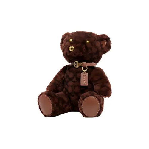 COACH Bag Charm Shearling With Calf Leather Bag Accessories Women's Dark Brown