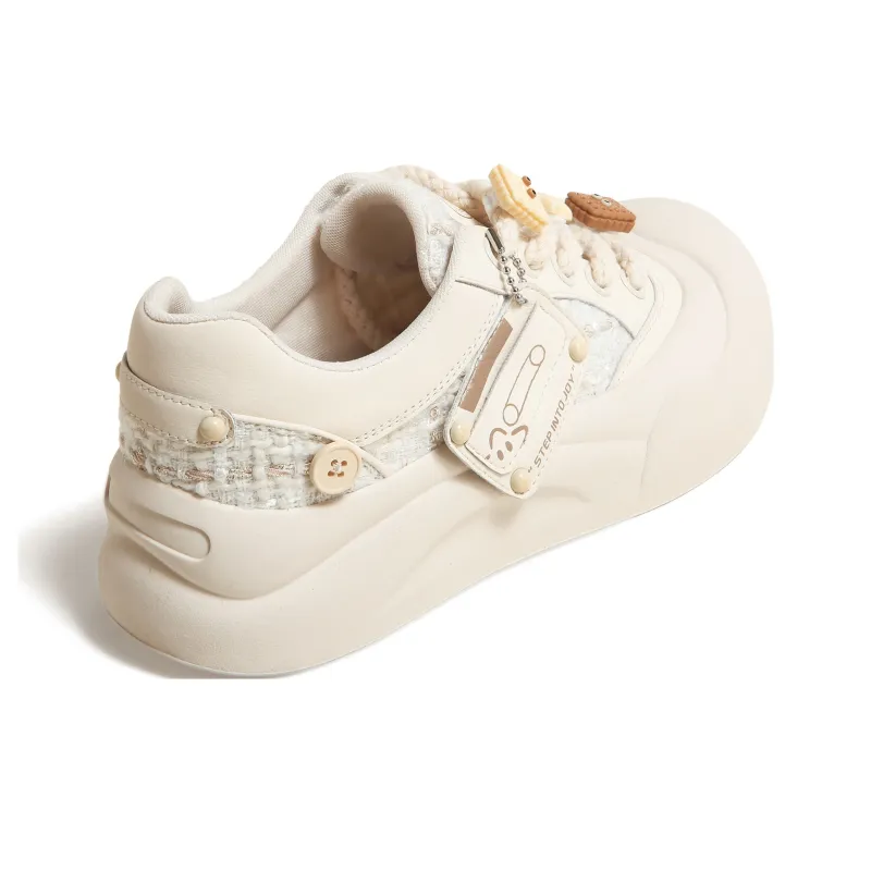 TTKJ Cushioning Height Increasing Wear-Resistant Low-Top Skateboard Shoes Women's Flowing Light And Moon White-4