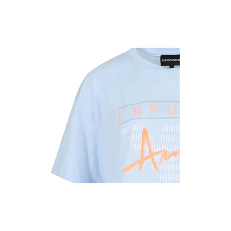 EMPORIO ARMANI SS23 Drop Shoulder Sleeve T Shirt Women's Light Blue-3