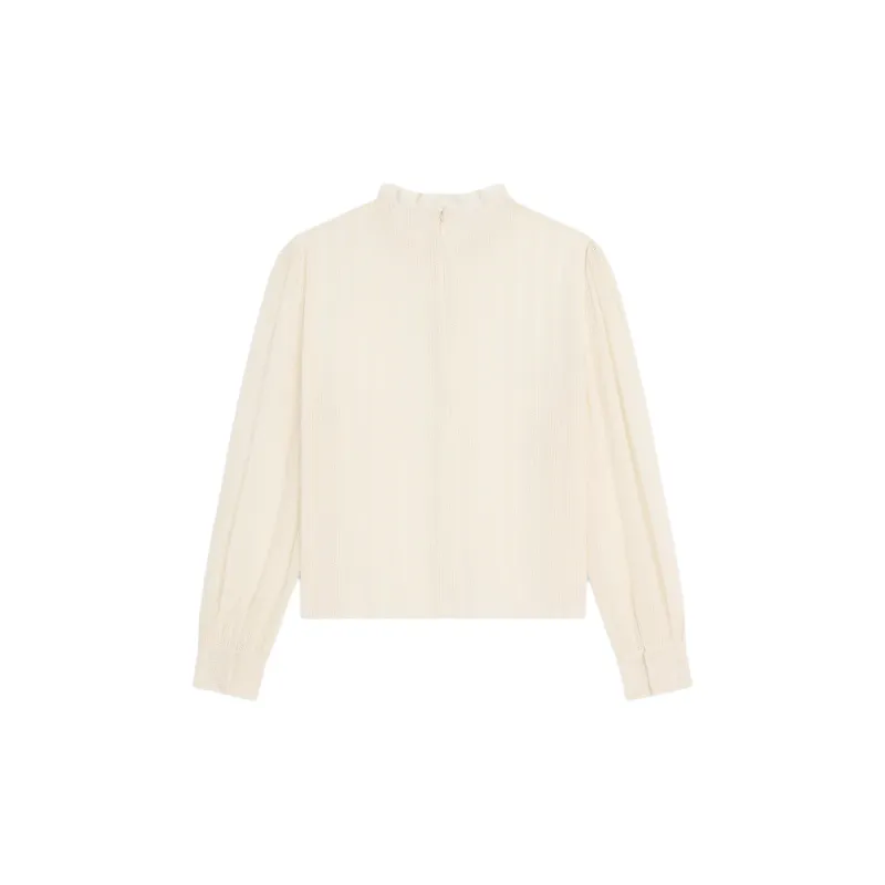 CELINE Cropped Blouse In Muslin Cotton And Wool-1