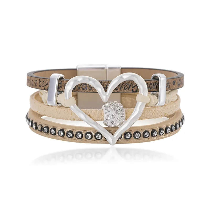 SHEEHHYY Alloy/Leather/Rhinestone Bangles Unisex-1