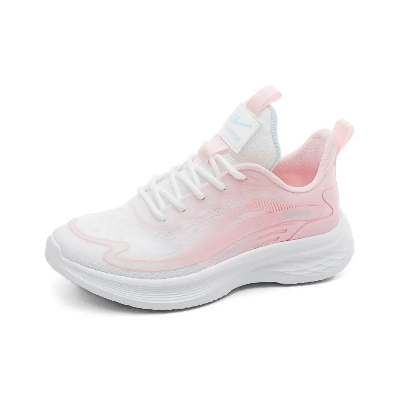 Warrior Lightweight Rebound Low Top Training For Long Distance Running Running Shoes Women's White Pink-1
