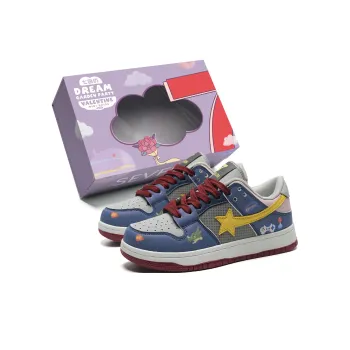 7 SEVFUN Wear resistant And Lightweight Low Top Skateboard Shoes Unisex Blue Yellow