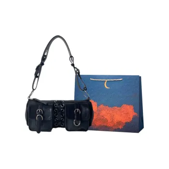 Elsvet Artificial Leather Baguette Bag Shoulder Bag Crossbody Bag Regular Women's Black