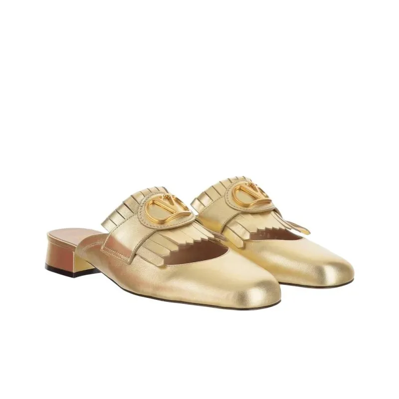 Valentino Vlogo Wrap toe Slippers Women's Gold-2