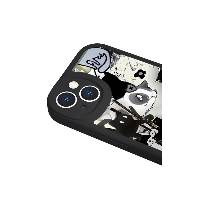 Wei Xin TPU Material Litchi Skin Grain Graffiti Kitten Phone Cases Compatible With Apple IPhone 16/15/14/12/Pro/Max-4