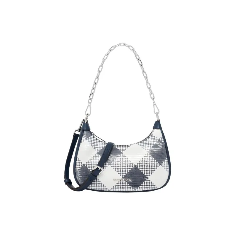 MICHAEL KORS Artificial Leather Shoulder Bag, Crossbody Bag, Handbag Medium Size Women's Marine Blue & White-0
