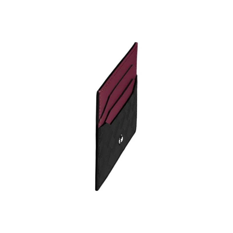 MONTBLANC Leather Card Holder Women's Black & Bordeaux Red-1